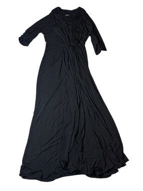 Reem Acra Black Draped Goddess Maxi Dress Dark Romantic Avant Garde